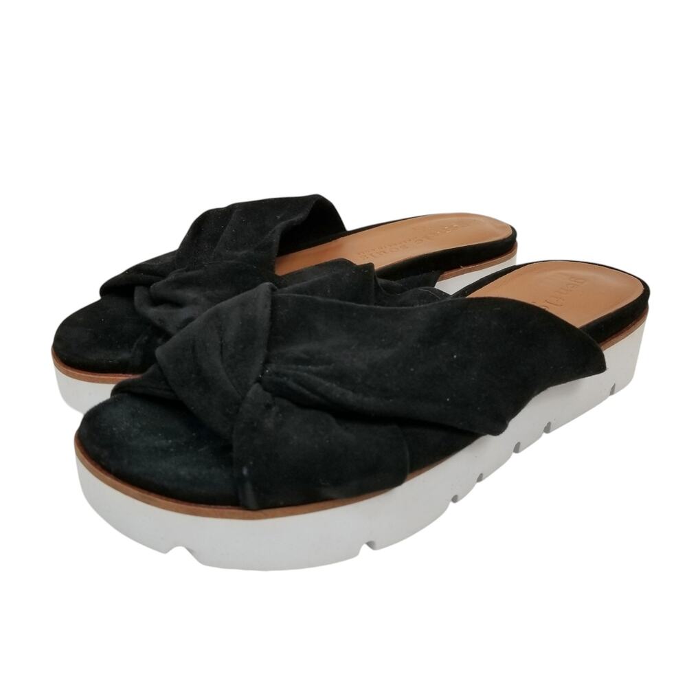 Gentle Souls by Kenneth Cole Black Laverne Braid Suede Slides Sandals Size 8